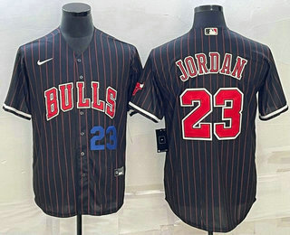 Men%27s Chicago Bulls #23 Michael Jordan Number Black With Patch Cool Base Stitched Baseball Jersey->brooklyn nets->NBA Jersey